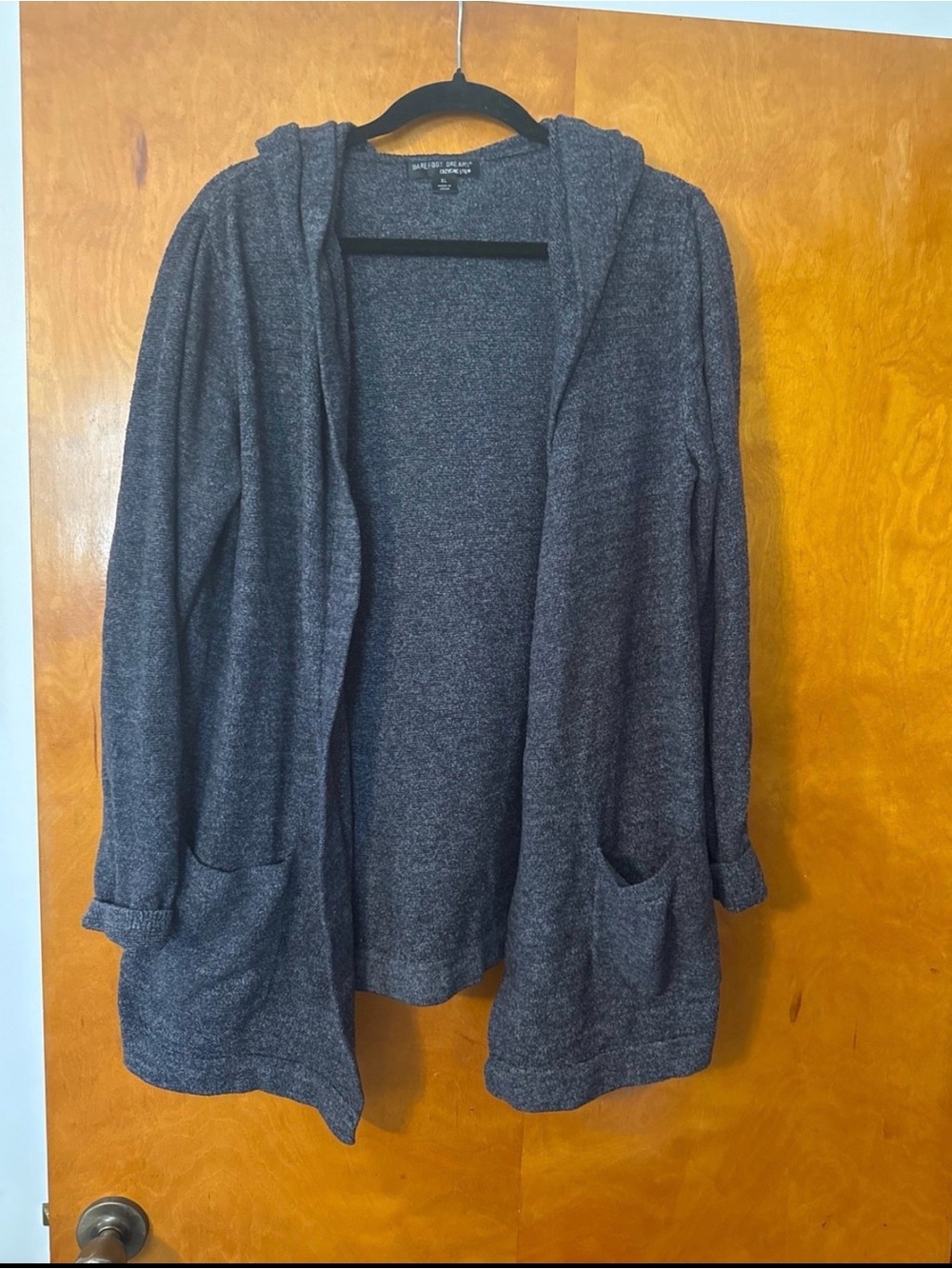 Barefoot Dreams Charcoal Open-Front Hooded Cardigan